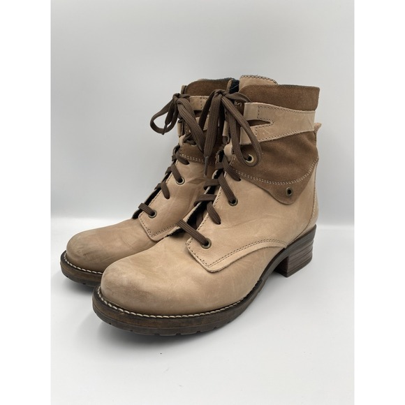 Dromedaris Shoes - Women's DROMEDARIS "KARA" Leather Combat Booties BOOTS sz 41 (10- 10.5)